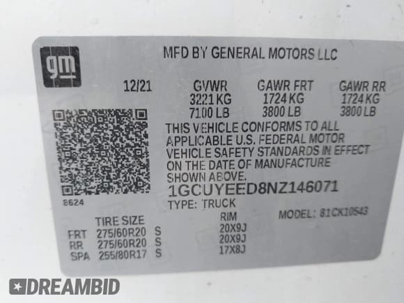 ✅ 2022 Chevrolet Silverado 1500 RST • VIN: 1GCUYEED8NZ146071 • Лот: 42298174. Опубликован ранее на IAAI с пробегом 64 542 миль. Бесплатный доступ к архиву аукционных продаж из США и подробный отчёт об истории автомобиля на DreamBid. Изображение 9.