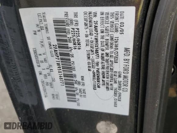 ✅ 2005 Ford Police Interceptor • VIN: 2FAHP71W95X148771 • Лот: 87099225. Опубликован ранее на Copart с пробегом 159 117 миль. Бесплатный доступ к архиву аукционных продаж из США и подробный отчёт об истории автомобиля на DreamBid. Изображение 12.