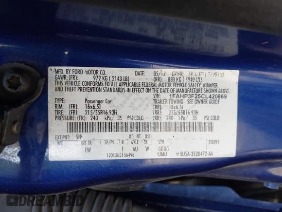 ✅ 2012 Ford Focus SE • VIN: 1FAHP3F25CL420869 • Лот: 43529854. Опубликован ранее на IAAI с пробегом 141 567 миль. Бесплатный доступ к архиву аукционных продаж из США и подробный отчёт об истории автомобиля на DreamBid. Изображение 9.