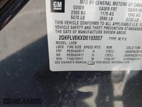 ✅ 2013 GMC Terrain SLT • VIN: 2GKFLVEKXD6193557 • Lot: 42670895. Wystawiony na IAAI z przebiegiem 169 041 mil. Bezpłatny archiwum sprzedaży aukcyjnych z USA i szczegółowy raport historii pojazdu na DreamBid. Zdjęcie 9.