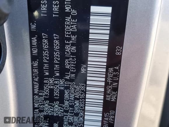 ✅ 2025 Toyota Sienna LE • VIN: 5TDKSKFC8SS167383 • Лот: 42514725. Опубликован ранее на Copart с пробегом 918 миль. Бесплатный доступ к архиву аукционных продаж из США и подробный отчёт об истории автомобиля на DreamBid. Изображение 13.