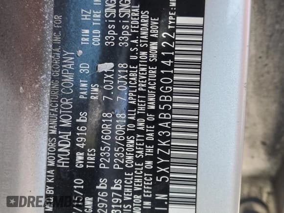 ✅ 2011 Hyundai Santa Fe Limited • VIN: 5XYZK3AB5BG014122 • Lot: 73597074. Listed on Copart with 210,882 mi. Free auction sales archive from the USA and detailed vehicle history report at DreamBid. Image 13.