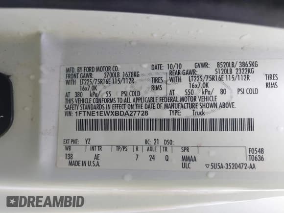 ✅ 2011 Ford Econoline Cargo Commercial • VIN: 1FTNE1EWXBDA27728 • Лот: 43783543. Опубликован ранее на IAAI с пробегом 453 038 миль. Бесплатный доступ к архиву аукционных продаж из США и подробный отчёт об истории автомобиля на DreamBid. Изображение 9.