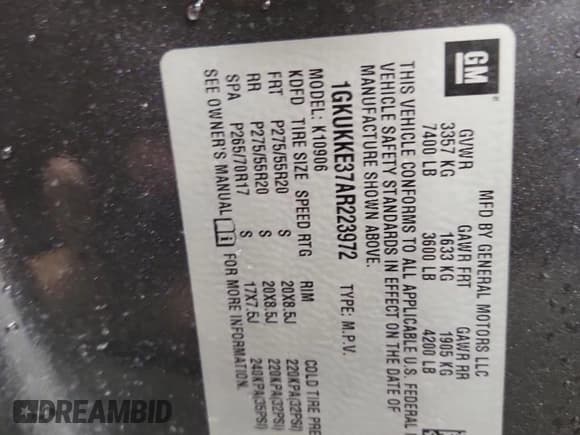 ✅ 2010 GMC Yukon XL SLT • VIN: 1GKUKKE37AR223972 • Лот: 84374445. Опубликован ранее на Copart с пробегом 223 033 миль. Бесплатный доступ к архиву аукционных продаж из США и подробный отчёт об истории автомобиля на DreamBid. Изображение 13.