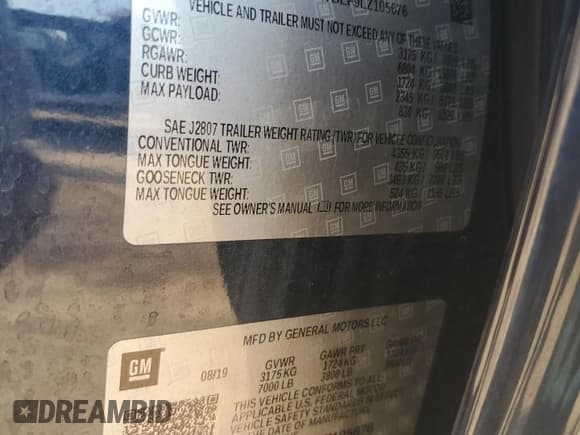 ✅ 2020 Chevrolet Silverado 1500 Custom • VIN: 1GCRYBEF9LZ105676 • Lot: 69031005. Wystawiony na Copart z przebiegiem 73 315 mil. Bezpłatny archiwum sprzedaży aukcyjnych z USA i szczegółowy raport historii pojazdu na DreamBid. Zdjęcie 12.