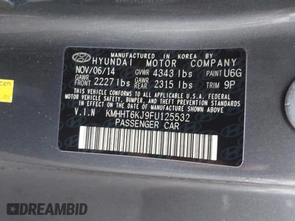 ✅ 2015 Hyundai Genesis Coupe 3.8L Base • VIN: KMHHT6KJ9FU125532 • Lot: 42343611. Listed on IAAI with 123,213 mi. Free auction sales archive from the USA and detailed vehicle history report at DreamBid. Image 9.