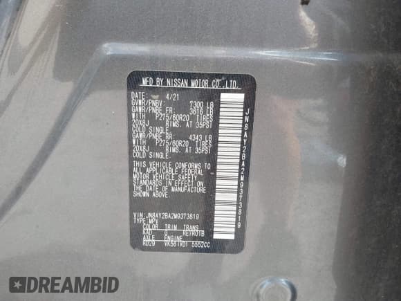 ✅ 2021 Nissan Armada SL • VIN: JN8AY2BA2M9373819 • Lot: 43334060. Wystawiony na IAAI z przebiegiem 107 440 mil. Bezpłatny archiwum sprzedaży aukcyjnych z USA i szczegółowy raport historii pojazdu na DreamBid. Zdjęcie 9.