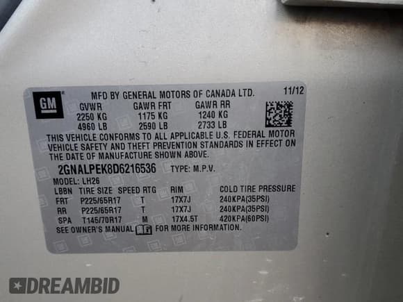 ✅ 2013 Chevrolet Equinox LT • VIN: 2GNALPEK8D6216536 • Лот: 91591135. Опубликован ранее на Copart с пробегом 135 209 миль. Бесплатный доступ к архиву аукционных продаж из США и подробный отчёт об истории автомобиля на DreamBid. Изображение 13.