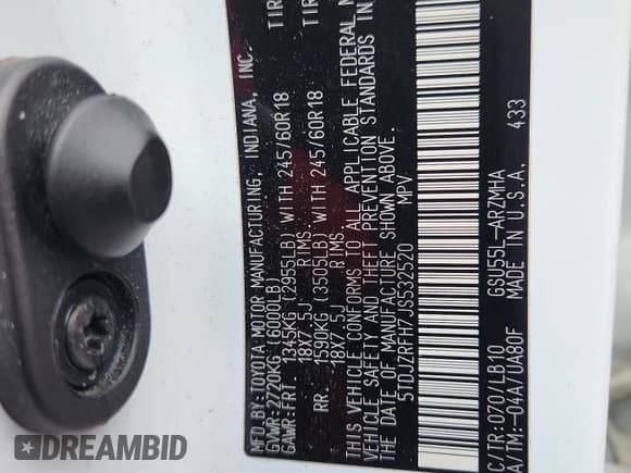 ✅ 2018 Toyota Highlander SE • VIN: 5TDJZRFH7JS532520 • Lot: 91561205. Wystawiony na Copart z przebiegiem 122 909 mil. Bezpłatny archiwum sprzedaży aukcyjnych z USA i szczegółowy raport historii pojazdu na DreamBid. Zdjęcie 13.