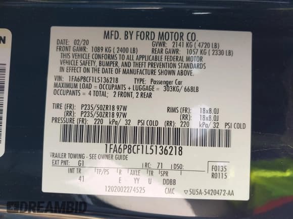 ✅ 2020 Ford Mustang GT • VIN: 1FA6P8CF1L5136218 • Лот: 41659682. Опубликован ранее на IAAI с пробегом 90 424 миль. Бесплатный доступ к архиву аукционных продаж из США и подробный отчёт об истории автомобиля на DreamBid. Изображение 9.