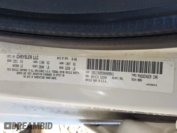 ✅ 2009 Dodge Avenger SE • VIN: 1B3LC46B59N509541 • Lot: 41710027. Wystawiony na IAAI z przebiegiem 151 209 mil. Bezpłatny archiwum sprzedaży aukcyjnych z USA i szczegółowy raport historii pojazdu na DreamBid. Zdjęcie 9.