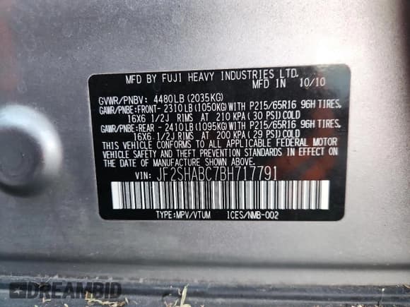 ✅ 2011 Subaru Forester X • VIN: JF2SHABC7BH717791 • Лот: 90576595. Опубликован ранее на Copart с пробегом 147 576 миль. Бесплатный доступ к архиву аукционных продаж из США и подробный отчёт об истории автомобиля на DreamBid. Изображение 13.