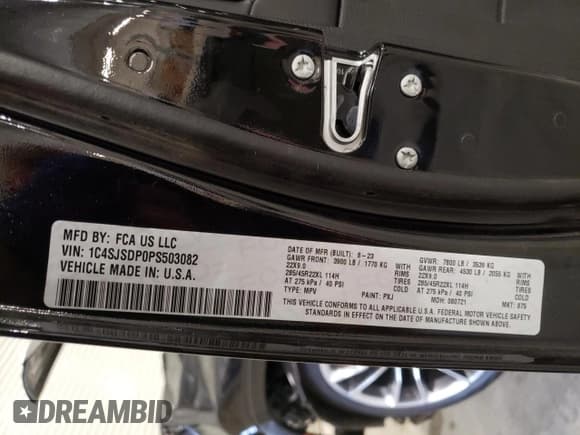 ✅ 2023 Jeep Wagoneer Series III • VIN: 1C4SJSDP0PS503082 • Лот: 77155824. Опубликован ранее на Copart с пробегом 21 774 миль. Бесплатный доступ к архиву аукционных продаж из США и подробный отчёт об истории автомобиля на DreamBid. Изображение 14.