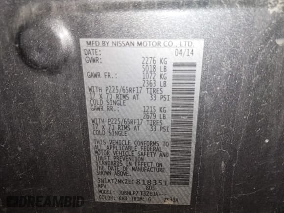 ✅ 2014 Nissan Rogue SV • VIN: 5N1AT2MK2EC818351 • Lot: 42289231. Wystawiony na IAAI z przebiegiem 176 377 mil. Bezpłatny archiwum sprzedaży aukcyjnych z USA i szczegółowy raport historii pojazdu na DreamBid. Zdjęcie 9.