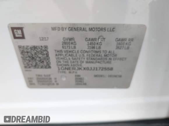 2018 Chevrolet Traverse RS с VIN 1GNERJKX0JJ172558, выставлен на аукционе IAAI как лот 42228007 с пробегом 63 665 миль миль и . История ставок и продаж доступна на DreamBid. Изображение 9.