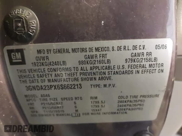 ✅ 2006 Chevrolet HHR LT • VIN: 3GNDA23PX6S662213 • Lot: 41583613. Listed on IAAI with 188,176 mi. Free auction sales archive from the USA and detailed vehicle history report at DreamBid. Image 9.