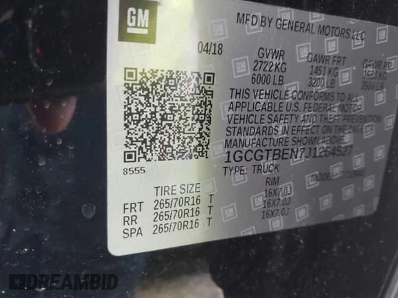 ✅ 2018 Chevrolet Colorado 4WD Work Truck • VIN: 1GCGTBEN7J1264527 • Лот: 42523199. Опубликован ранее на IAAI с пробегом 157 000 миль. Бесплатный доступ к архиву аукционных продаж из США и подробный отчёт об истории автомобиля на DreamBid. Изображение 9.