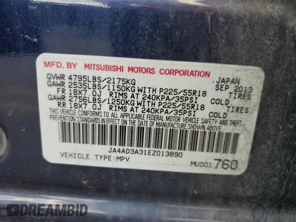 2014 Mitsubishi Outlander SE с VIN JA4AD3A31EZ013890, выставлен на аукционе Copart как лот 80762725 с пробегом 195 474 миль миль и Списание • Salvage title. История ставок и продаж доступна на DreamBid. Изображение 14.