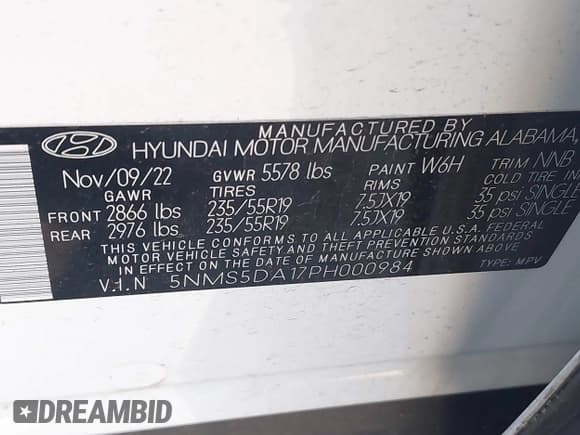 ✅ 2023 Hyundai Santa Fe Limited • VIN: 5NMS5DA17PH000984 • Lot: 43314417. Wystawiony na IAAI z przebiegiem 30 131 mil. Bezpłatny archiwum sprzedaży aukcyjnych z USA i szczegółowy raport historii pojazdu na DreamBid. Zdjęcie 9.