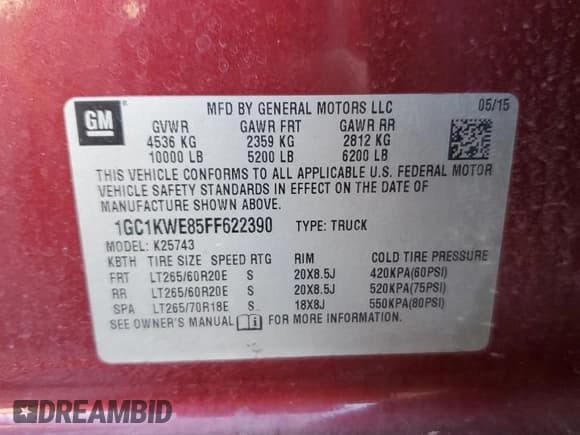 ✅ 2015 Chevrolet Silverado 2500HD LTZ • VIN: 1GC1KWE85FF622390 • Lot: 68325495. Listed on Copart with 119,183 mi. Free auction sales archive from the USA and detailed vehicle history report at DreamBid. Image 12.