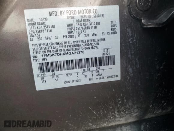 ✅ 2021 Ford Explorer XLT • VIN: 1FMSK7DHXMGA21376 • Lot: 85565535. Wystawiony na Copart z przebiegiem 94 118 mil. Bezpłatny archiwum sprzedaży aukcyjnych z USA i szczegółowy raport historii pojazdu na DreamBid. Zdjęcie 14.