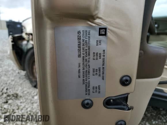 2006 Chevrolet Malibu 1LS с VIN 1G1ZS51FX6F297780, выставлен на аукционе Copart как лот 85570465 с пробегом 219 034 миль миль и Списание • Salvage title. История ставок и продаж доступна на DreamBid. Изображение 12.