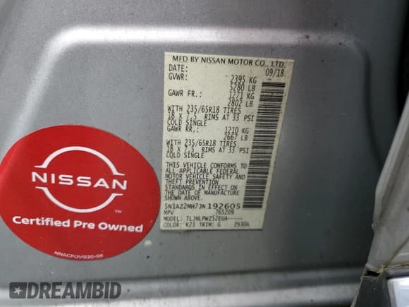 ✅ 2018 Nissan Murano SV • VIN: 5N1AZ2MH7JN192605 • Lot: 51779295. Wystawiony na Copart z przebiegiem 137 791 mil. Bezpłatny archiwum sprzedaży aukcyjnych z USA i szczegółowy raport historii pojazdu na DreamBid. Zdjęcie 15.