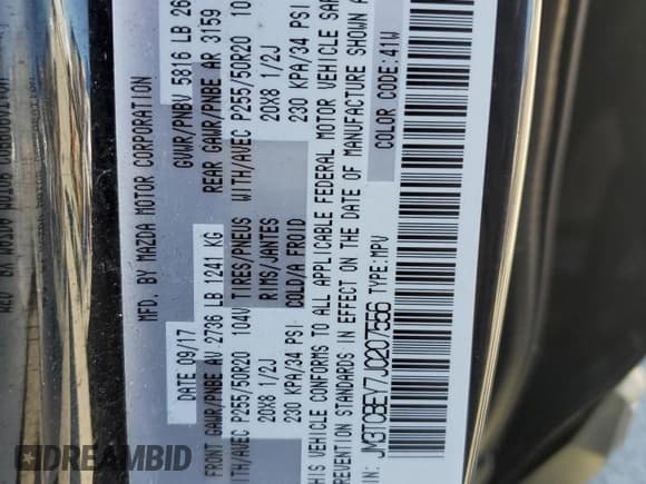 ✅ 2018 Mazda CX-9 Signature • VIN: JM3TCBEY7J0207556 • Лот: 68757615. Опубликован ранее на Copart с пробегом 126 394 миль. Бесплатный доступ к архиву аукционных продаж из США и подробный отчёт об истории автомобиля на DreamBid. Изображение 13.