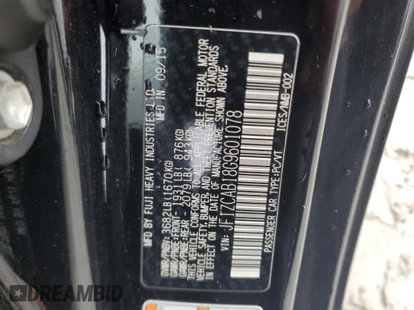 ✅ 2016 Subaru BRZ Premium • VIN: JF1ZCAB18G9601078 • Lot: 81733494. Listed on Copart with 81,736 mi. Free auction sales archive from the USA and detailed vehicle history report at DreamBid. Image 12.