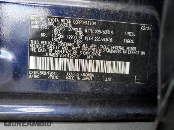 ✅ 2023 Toyota RAV4 SE • VIN: JTMAB3FV5PD126702 • Lot: 91060905. Wystawiony na Copart z przebiegiem 27 703 mil. Bezpłatny archiwum sprzedaży aukcyjnych z USA i szczegółowy raport historii pojazdu na DreamBid. Zdjęcie 14.