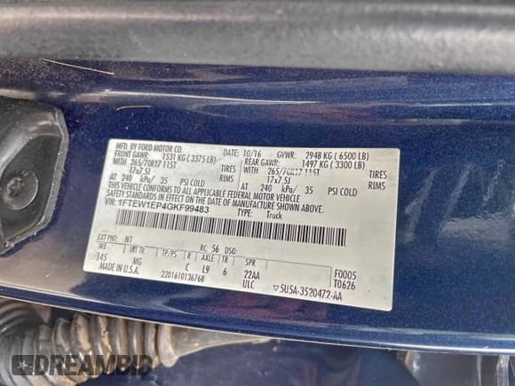 ✅ 2016 Ford F-150 XLT • VIN: 1FTEW1EP4GKF99483 • Lot: 95013785. Listed on Copart with 156,806 mi. Free auction sales archive from the USA and detailed vehicle history report at DreamBid. Image 10.