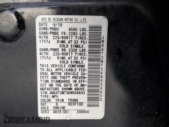 ✅ 2019 Nissan Rogue S • VIN: JN8AT2MT3KW504803 • Лот: 85930495. Опубликован ранее на Copart с пробегом 95 590 миль. Бесплатный доступ к архиву аукционных продаж из США и подробный отчёт об истории автомобиля на DreamBid. Изображение 12.