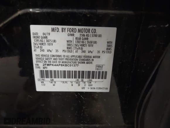 ✅ 2019 Ford Edge ST • VIN: 2FMPK4AP8KBC01377 • Lot: 43607477. Listed on IAAI with 84,255 mi. Free auction sales archive from the USA and detailed vehicle history report at DreamBid. Image 9.