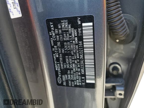 ✅ 2021 Hyundai Tucson Sport • VIN: KM8J33AL0MU321164 • Lot: 62216075. Listed on Copart with 48,813 mi. Free auction sales archive from the USA and detailed vehicle history report at DreamBid. Image 13.