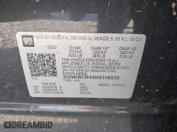 2022 Chevrolet Blazer LT с VIN 3GNKBCR4XNS156533, выставлен на аукционе IAAI как лот 43294280 с пробегом 63 670 миль миль и . История ставок и продаж доступна на DreamBid. Изображение 9.