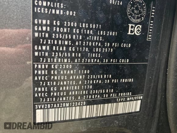 ✅ 2024 Volkswagen Tiguan SE • VIN: 3VV2B7AX2RM123429 • Lot: 50873425. Wystawiony na Copart z przebiegiem Nie podano. Bezpłatny archiwum sprzedaży aukcyjnych z USA i szczegółowy raport historii pojazdu na DreamBid. Zdjęcie 8.