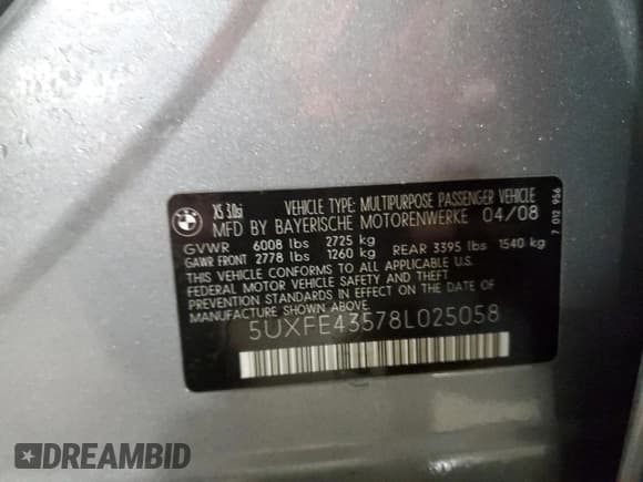 ✅ 2008 BMW X5 3.0si • VIN: 5UXFE43578L025058 • Lot: 85098024. Wystawiony na Copart z przebiegiem 195 065 mil. Bezpłatny archiwum sprzedaży aukcyjnych z USA i szczegółowy raport historii pojazdu na DreamBid. Zdjęcie 13.