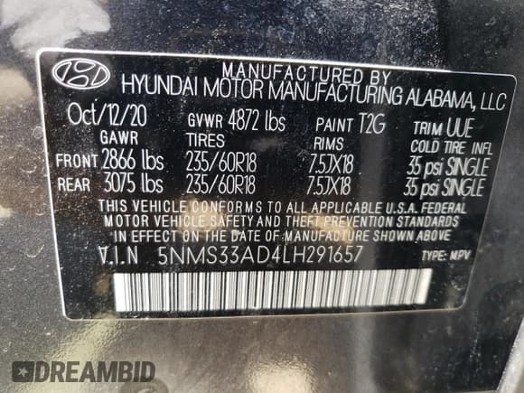 ✅ 2020 Hyundai Santa Fe SEL • VIN: 5NMS33AD4LH291657 • Lot: 60901424. Wystawiony na Copart z przebiegiem 72 772 mil. Bezpłatny archiwum sprzedaży aukcyjnych z USA i szczegółowy raport historii pojazdu na DreamBid. Zdjęcie 14.