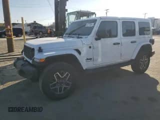 2025 Jeep Wrangler Sahara with VIN 1C4PJXEN9SW609774, listed as a Copart auction lot 87277845 with 5,016 mi miles and Salvage title. Bid and sale history available at DreamBid. Image 1.