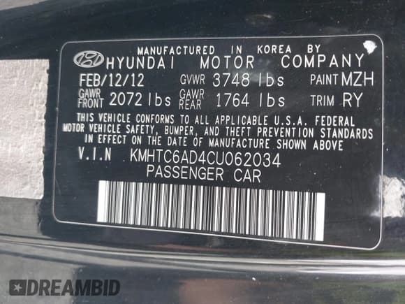 ✅ 2012 Hyundai Veloster w/Gray Int • VIN: KMHTC6AD4CU062034 • Lot: 42371790. Wystawiony na IAAI z przebiegiem 116 861 mil. Bezpłatny archiwum sprzedaży aukcyjnych z USA i szczegółowy raport historii pojazdu na DreamBid. Zdjęcie 9.