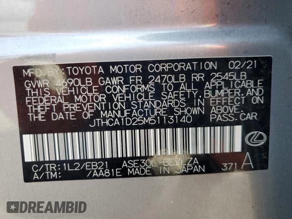 ✅ 2021 Lexus IS 300 • VIN: JTHCA1D25M5113140 • Лот: 71405255. Опубликован ранее на Copart с пробегом 42 754 миль. Бесплатный доступ к архиву аукционных продаж из США и подробный отчёт об истории автомобиля на DreamBid. Изображение 12.