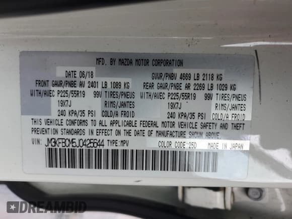 ✅ 2018 Mazda CX-5 Touring • VIN: JM3KFBCM5J0425644 • Лот: 86625625. Опубликован ранее на Copart с пробегом 85 950 миль. Бесплатный доступ к архиву аукционных продаж из США и подробный отчёт об истории автомобиля на DreamBid. Изображение 13.