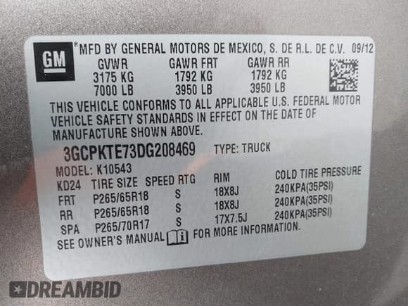 ✅ 2013 Chevrolet Silverado 1500 LTZ • VIN: 3GCPKTE73DG208469 • Lot: 43595097. Listed on IAAI with 190,312 mi. Free auction sales archive from the USA and detailed vehicle history report at DreamBid. Image 9.