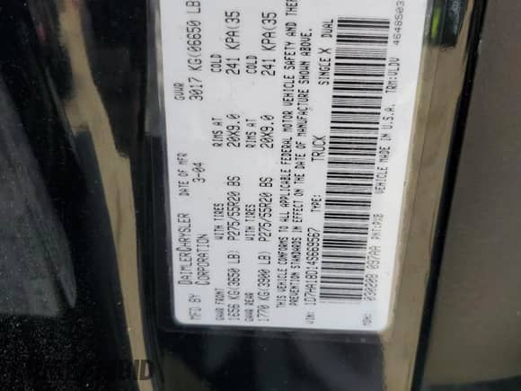 2004 Dodge 1500 SLT с VIN 1D7HA18D14S669567, выставлен на аукционе Copart как лот 50104214 с пробегом 199 881 миль миль и Списание • Salvage title. История ставок и продаж доступна на DreamBid. Изображение 12.