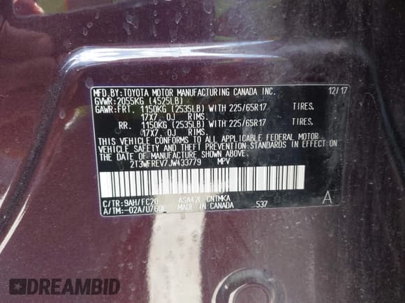 ✅ 2018 Toyota RAV4 XLE • VIN: 2T3WFREV7JW433779 • Lot: 43486563. Wystawiony na IAAI z przebiegiem 200 016 mil. Bezpłatny archiwum sprzedaży aukcyjnych z USA i szczegółowy raport historii pojazdu na DreamBid. Zdjęcie 9.