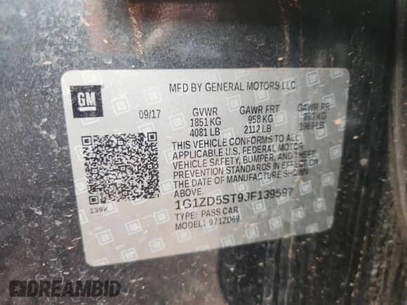 2018 Chevrolet Malibu LT z VIN 1G1ZD5ST9JF139597, wystawiony jako Copart lot #86998525 z przebiegiem 182 262 mil mil oraz Szkoda całkowita • Salvage title. Historia ofert i sprzedaży dostępna na DreamBid. Obrazek 12.