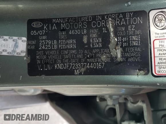 ✅ 2007 Kia Sportage EX • VIN: KNDJF723377440167 • Lot: 81250514. Listed on Copart with 169,058 mi. Free auction sales archive from the USA and detailed vehicle history report at DreamBid. Image 16.