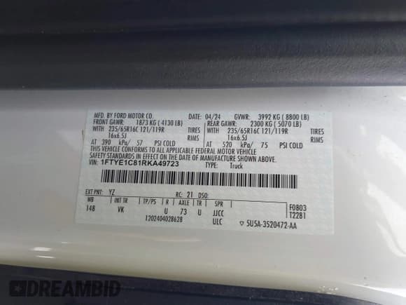 ✅ 2024 Ford Transit Cargo • VIN: 1FTYE1C81RKA49723 • Lot: 42916823. Listed on IAAI with 10,930 mi. Free auction sales archive from the USA and detailed vehicle history report at DreamBid. Image 9.