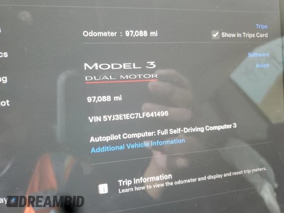 ✅ 2020 Tesla Model 3 Performance • VIN: 5YJ3E1EC7LF641496 • Lot: 89492195. Wystawiony na Copart z przebiegiem 97 088 mil. Bezpłatny archiwum sprzedaży aukcyjnych z USA i szczegółowy raport historii pojazdu na DreamBid. Zdjęcie 9.