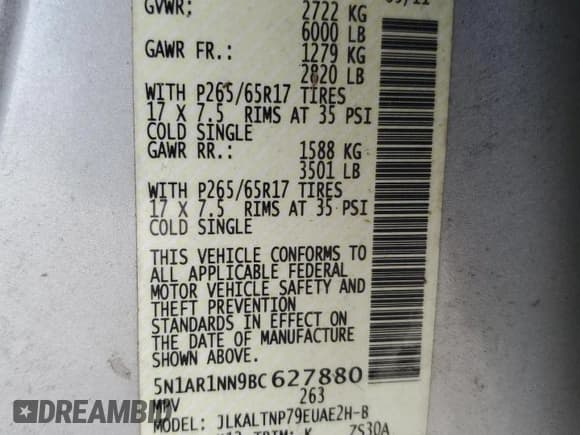 ✅ 2011 Nissan Pathfinder S • VIN: 5N1AR1NN9BC627880 • Lot: 92394805. Wystawiony na Copart z przebiegiem 238 664 mil. Bezpłatny archiwum sprzedaży aukcyjnych z USA i szczegółowy raport historii pojazdu na DreamBid. Zdjęcie 13.